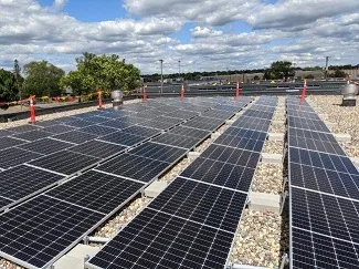 Rooftop equipment and solar installation at an Enviromatic facility